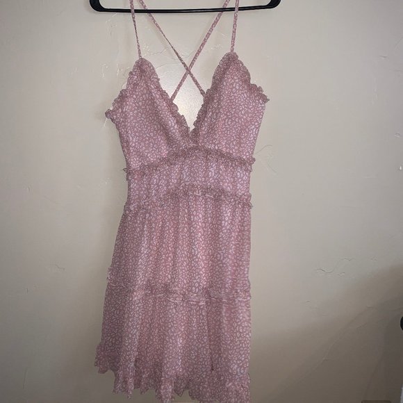 Selfie Leslie Dresses & Skirts - Pink and White Sundress(Laney Low Back Cami Strap)